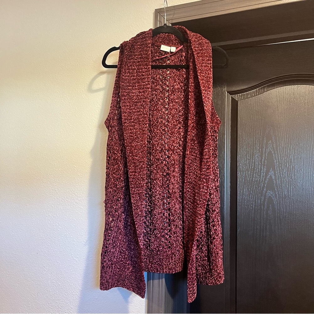 Cardigan vest jewel toned purple